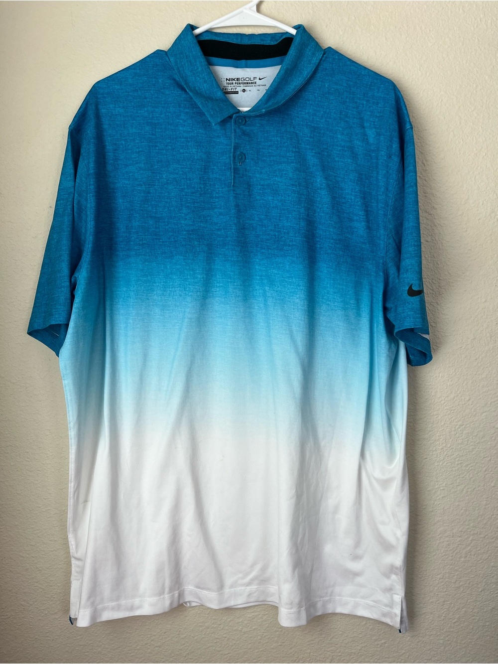 Nike Golf Dri-FIT Polo Men’s XL Blue Ombre Gradient Performance Golf Shirt